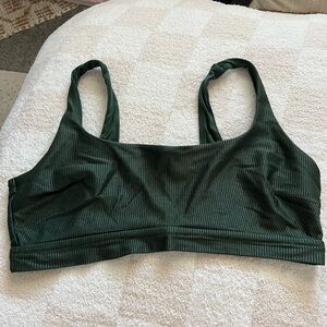 Aerie Dark Green Ribbed Bikini Top